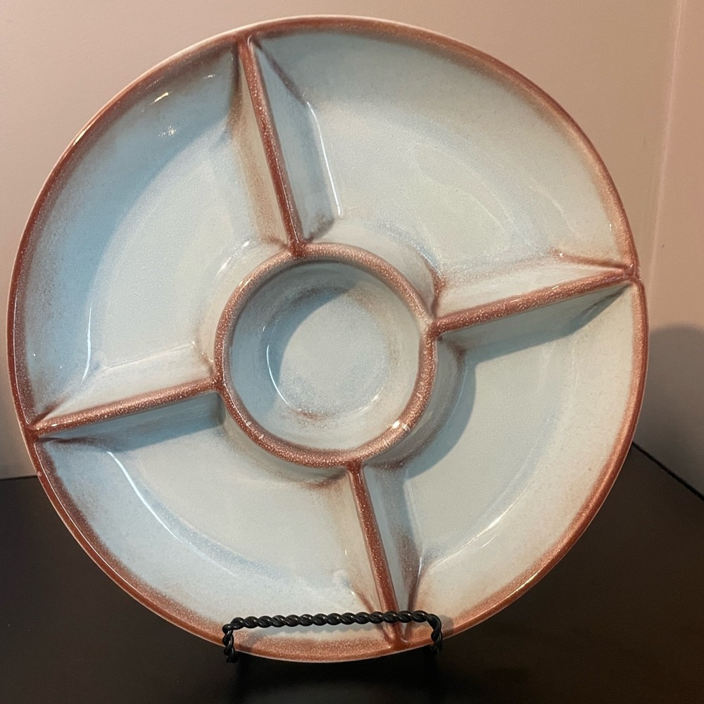 VINTAGE MCM NANCY CHINA POTTERY DIVIDED RELISH TRAY